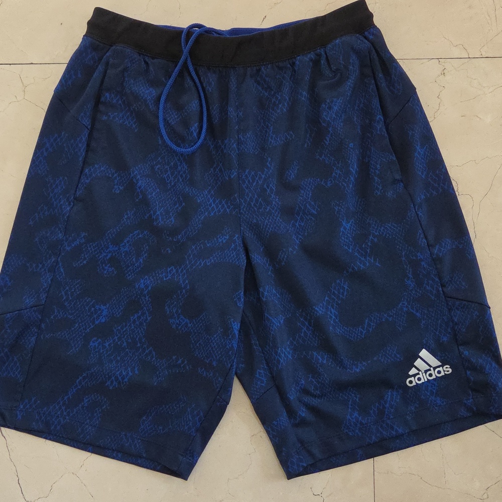 MEN'S ADIDAS CLIMALITE NAVY BLUE & BLACK SHORTS $40 Sz M